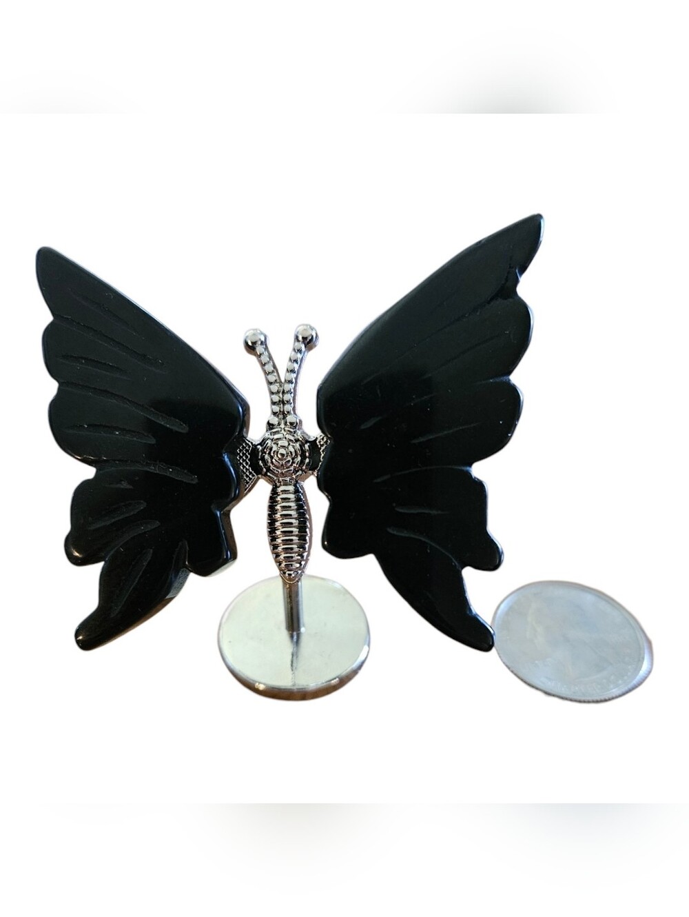 Black Obsidian Butterfly Decorative Accent Stand - Home Accents